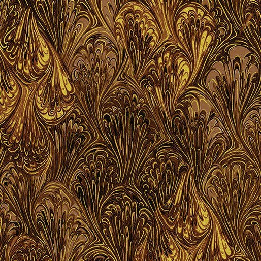 Benartex Venetian Marble Metallic Chocolate 1 Yard Cut by Benartex