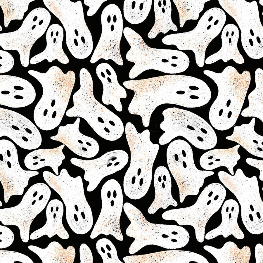 Blank Ghostly Greetings Ghosts Black 1 Yard Cut by Blank Quilting