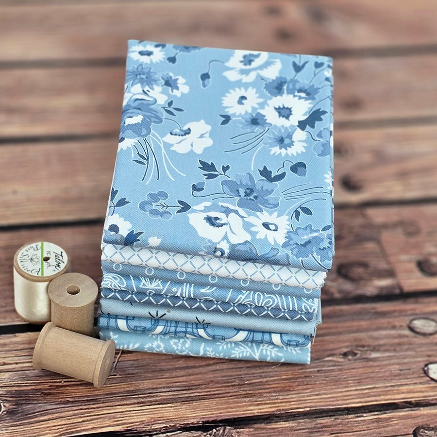 Blue Mood Babe Fat Quarter Bundle FWFS Exclusive by Fort Worth Fabric Studio