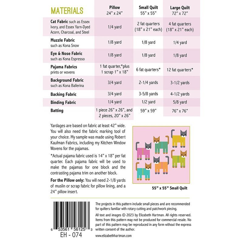 Cats in Pajamas Quilt Pattern by Elizabeth Hartman by Elizabeth Hartman