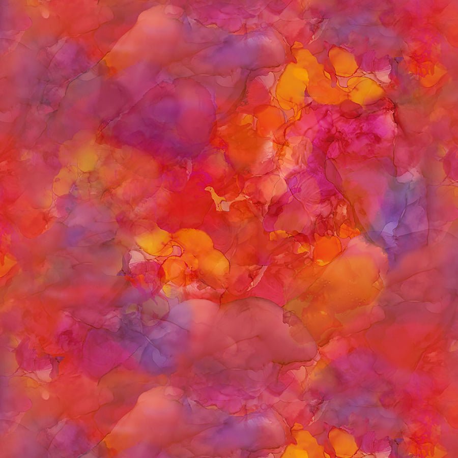 Clothworks Alcohol Inks II Drops Tomato 1 Yard Cut by Clothworks