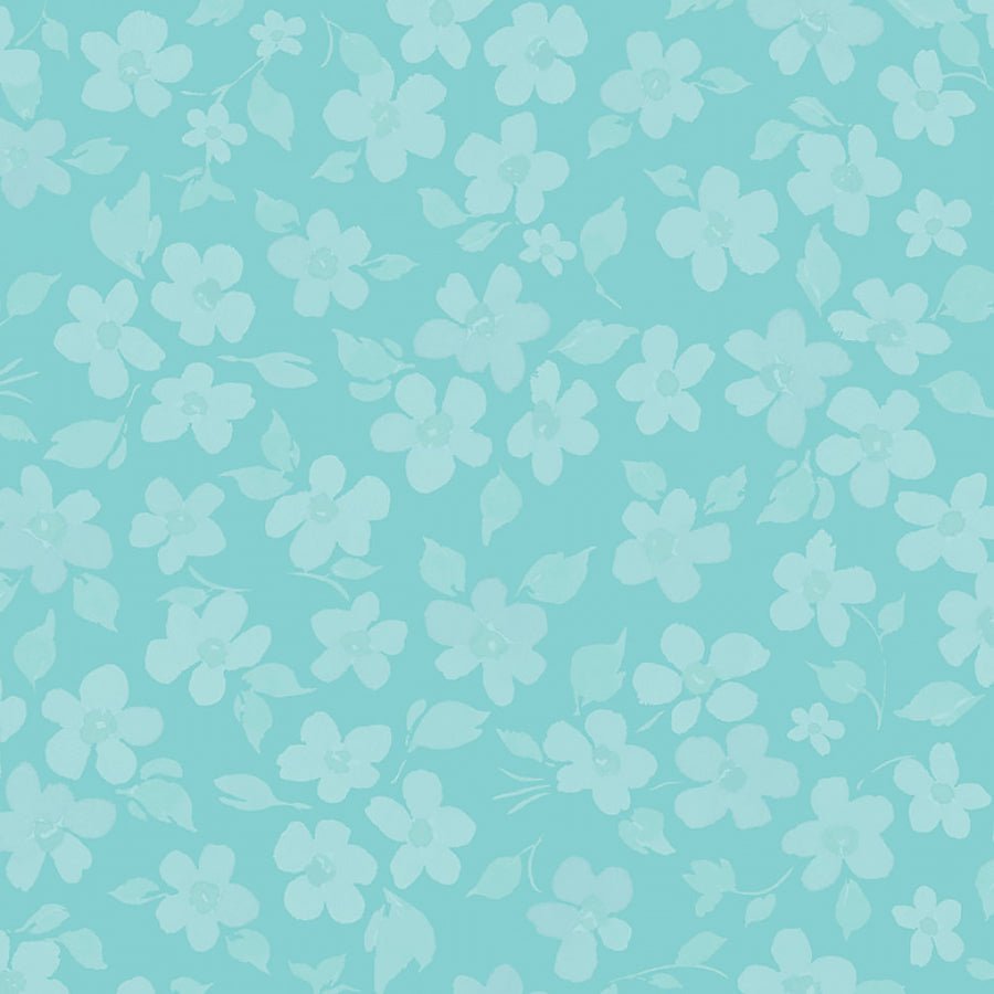 Clothworks Berry Sweet Tonal Small Floral Dark Aqua 1 Yard Cut by Clothworks