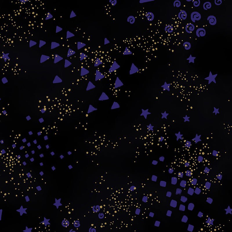 Clothworks Laurel Burch Basic Glitter Black Gold 1 Yard Cut by Clothworks