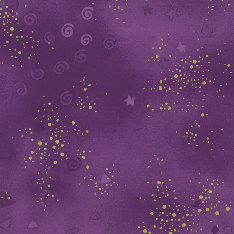 Clothworks Laurel Burch Basic Glitter Dark Purple Gold Metallic 1 Yard Cut by Clothworks