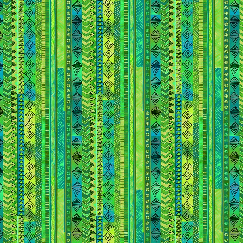 Clothworks Laurel Burch Basic Stripe Green 1 Yard Cut by Clothworks