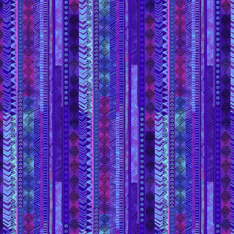 Clothworks Laurel Burch Basic Stripe Purple 1 Yard Cut by Clothworks