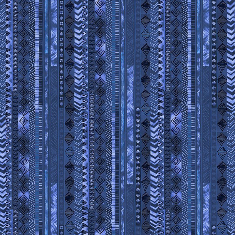 Clothworks Laurel Burch Basic Stripe Royal Blue 1 Yard Cut by Clothworks