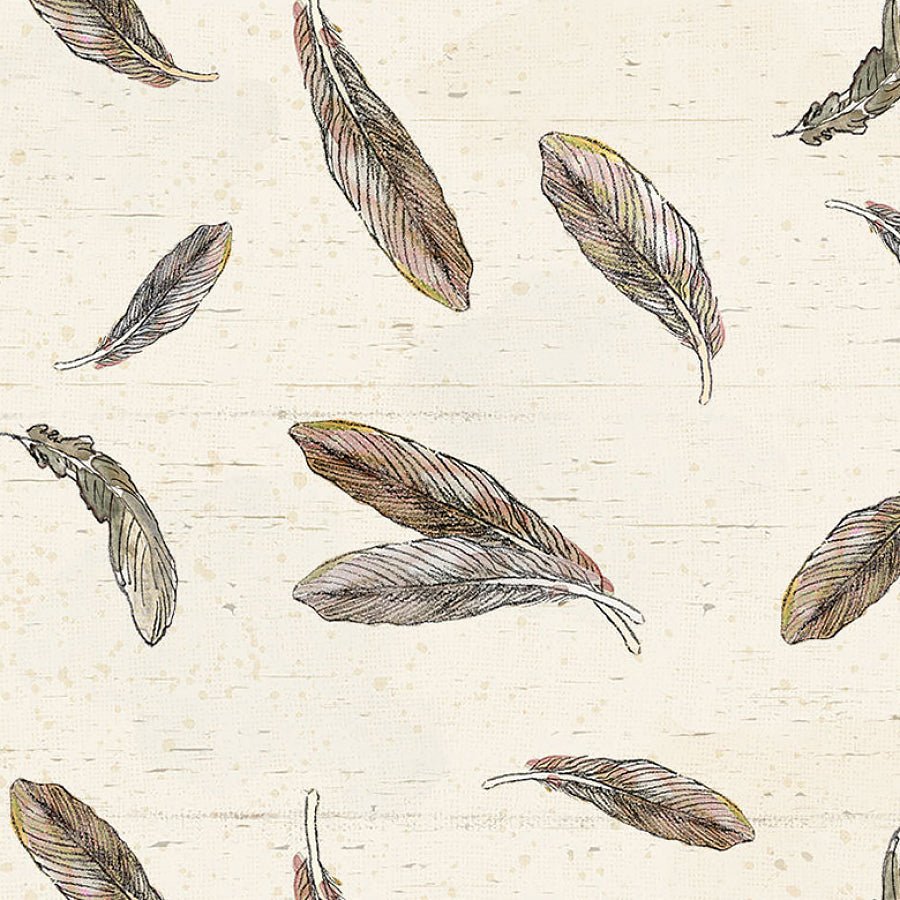 Clothworks Wildwood Feathers Light Brown 1 Yard Cut by Clothworks