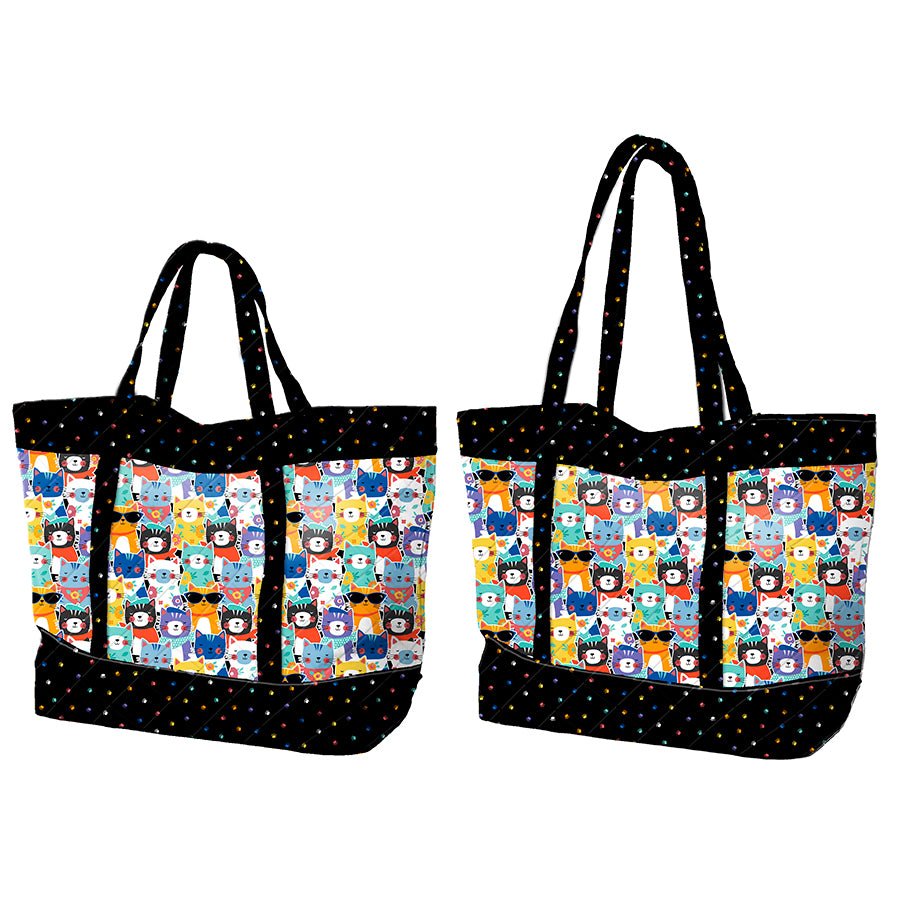 Fe - Line Frisky Packed Cats Tote Bag Kit from Wilmington - Wilmington Prints from Fort Worth Fabric Studio