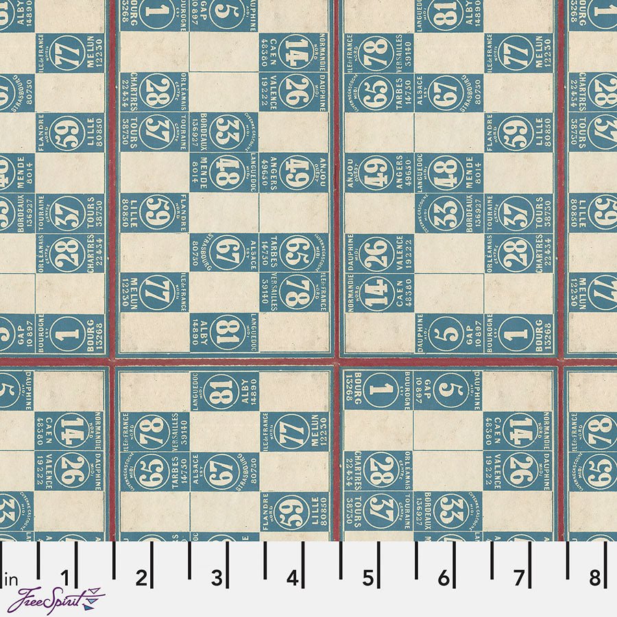 Free Spirit Eclectic Elements Palette - Blue Numbers Blue 1 Yard Cut by Free Spirit