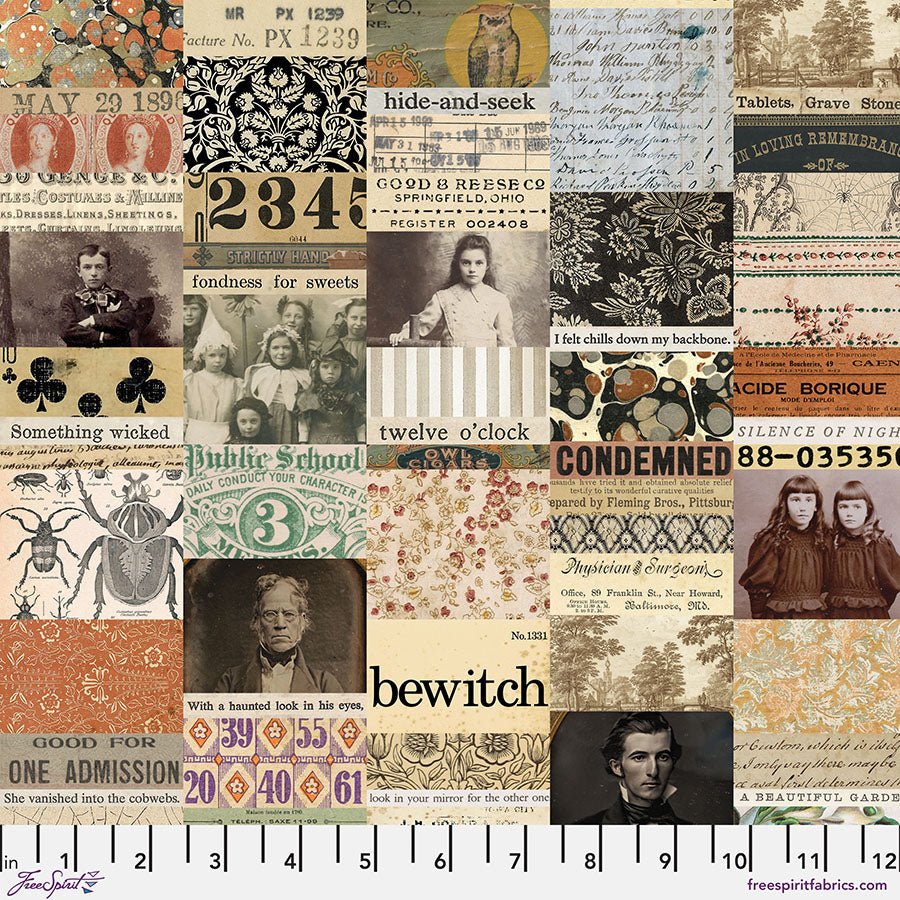 Free Spirit Eclectic Elements Palette - Seasonal Collage Halloween 1 Yard Cut by Free Spirit