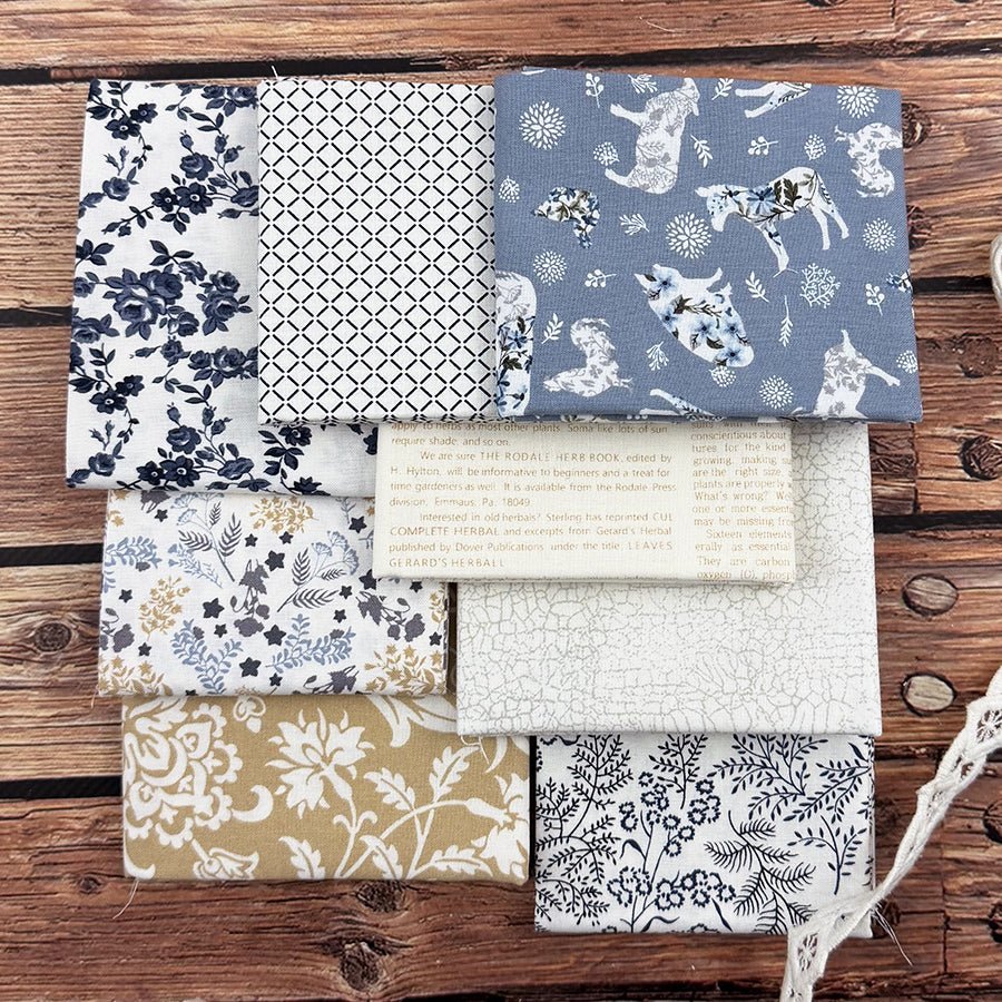 Front Porch Blues – FWFS Exclusive 8 Piece Fat Quarter Bundle by Fort Worth Fabric Studio