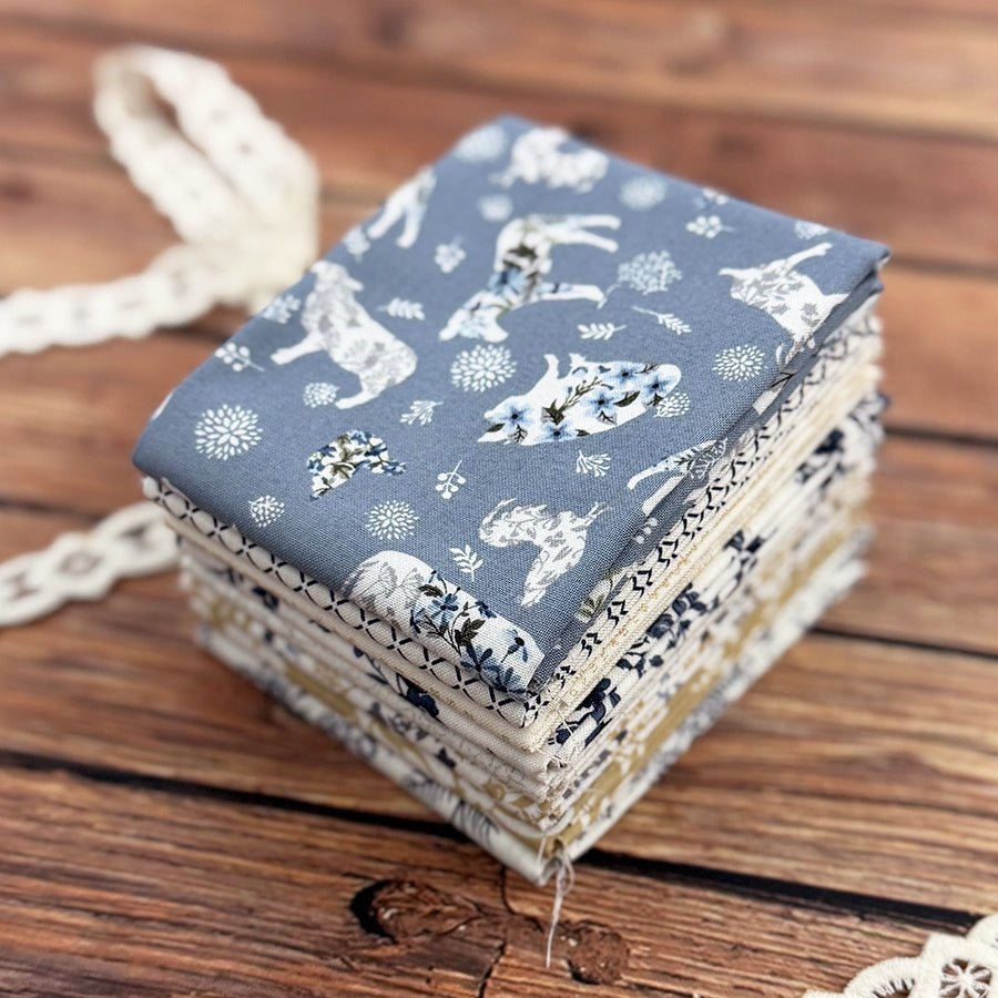 Front Porch Blues – FWFS Exclusive 8 Piece Fat Quarter Bundle by Fort Worth Fabric Studio