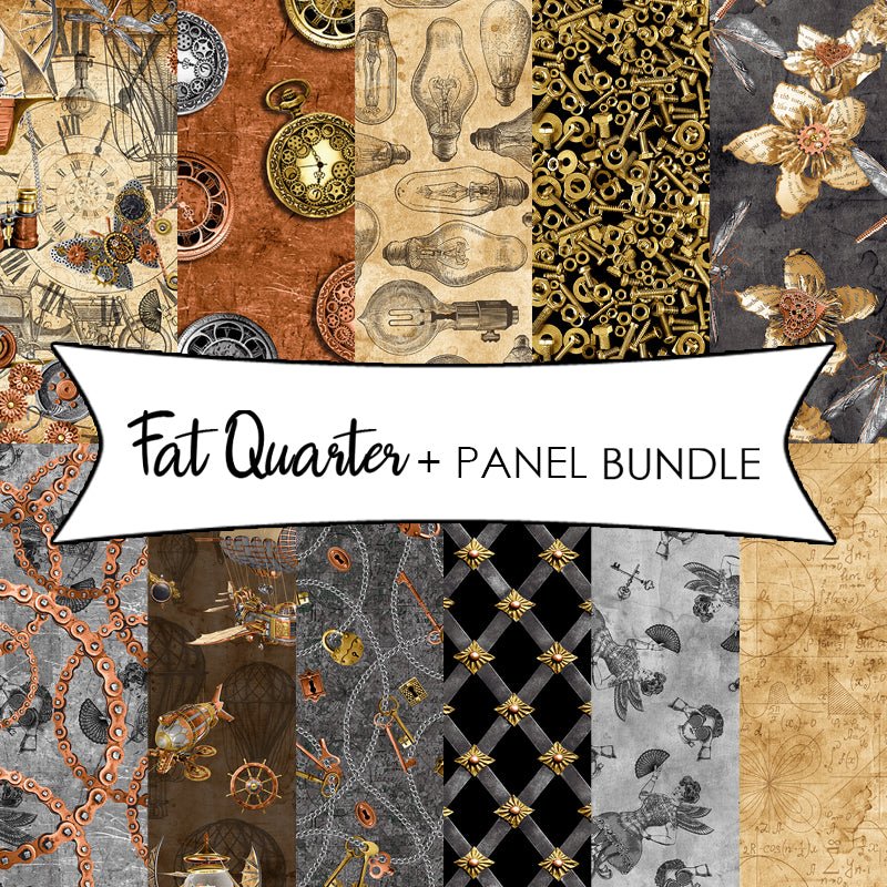 Full Steam Ahead Fat Quarter + Panel Bundle - Blank Quilting from Fort Worth Fabric Studio