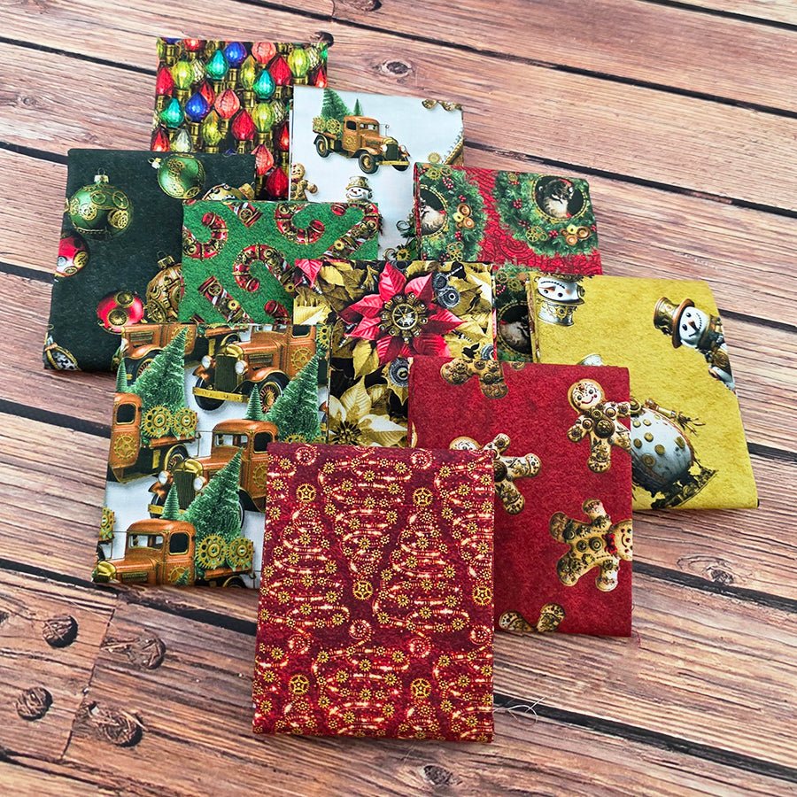 Gears and Garland Fat Quarter Bundle 10 Fat Quarters by Blank Quilting