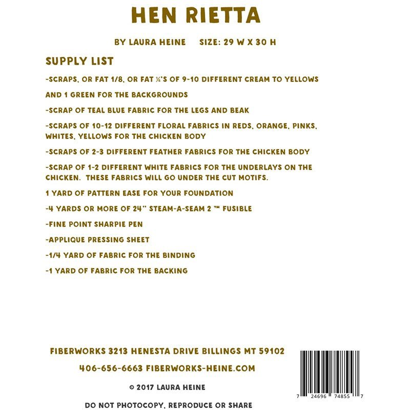 Hen Rietta Collage Pattern by Fiberworks Inc by Fiberworks Inc