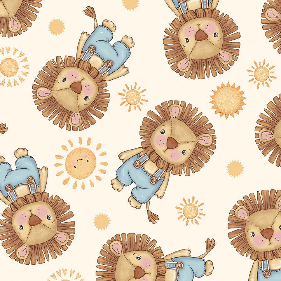 Henry Glass Boho Buddies Lions Yellow 1 Yard Cut by Henry Glass