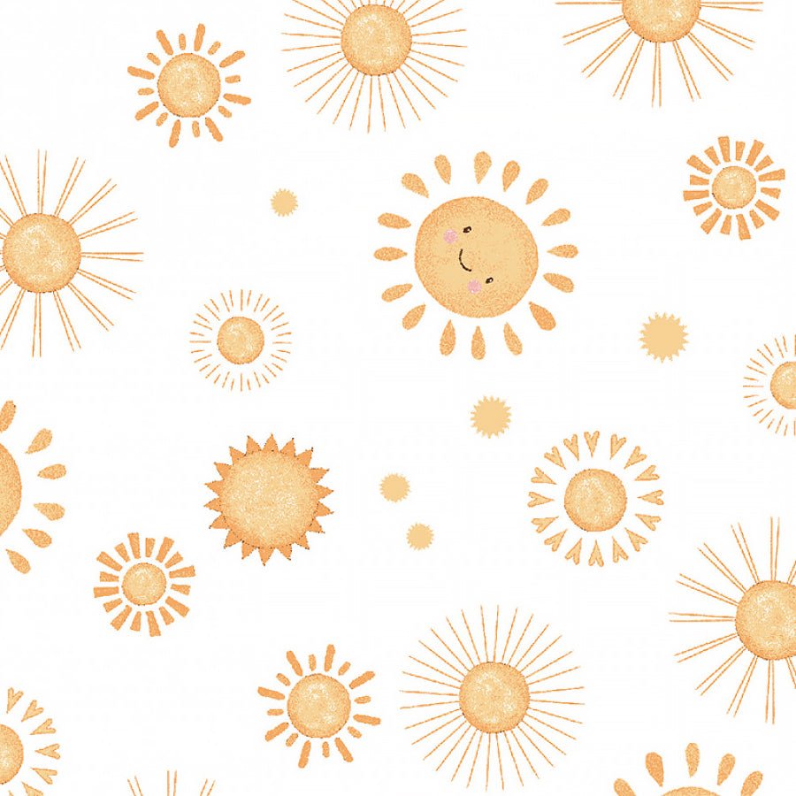 Henry Glass Boho Buddies Sunshine White 1 Yard Cut by Henry Glass