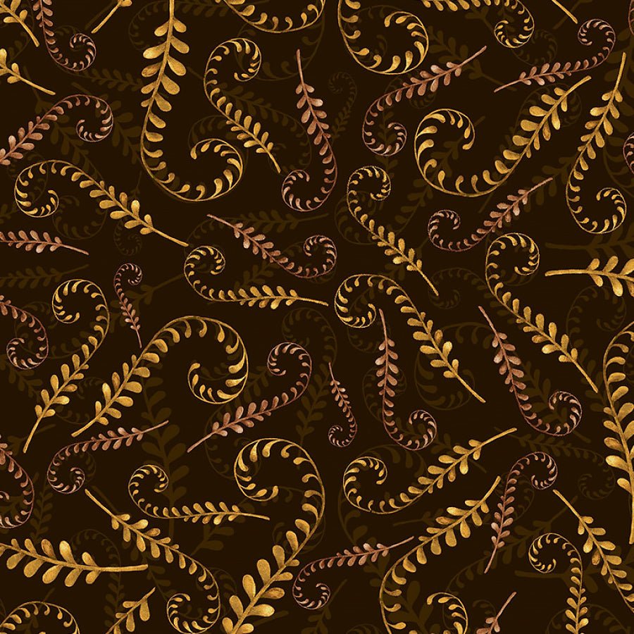 Henry Glass Forest Floor Vines Brown 1 Yard Cut by Henry Glass