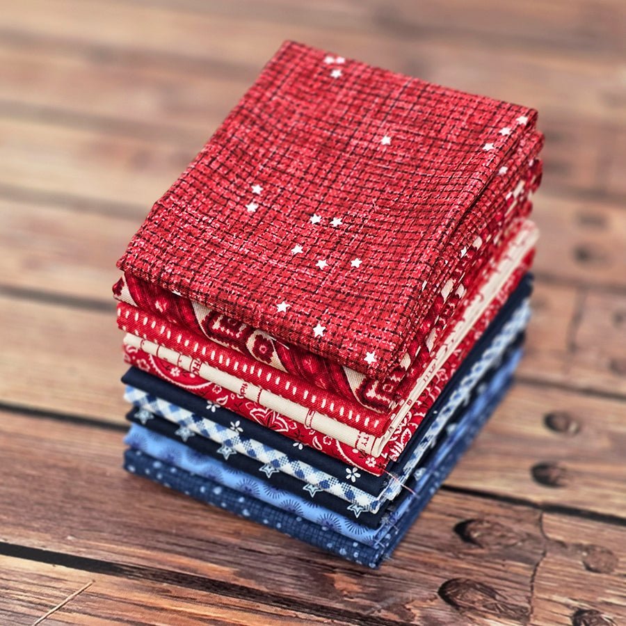 Honky Tonk Blues Red White & Blue Fat Quarter Bundle (10 FQs) – FWFS Exclusive by Fort Worth Fabric Studio