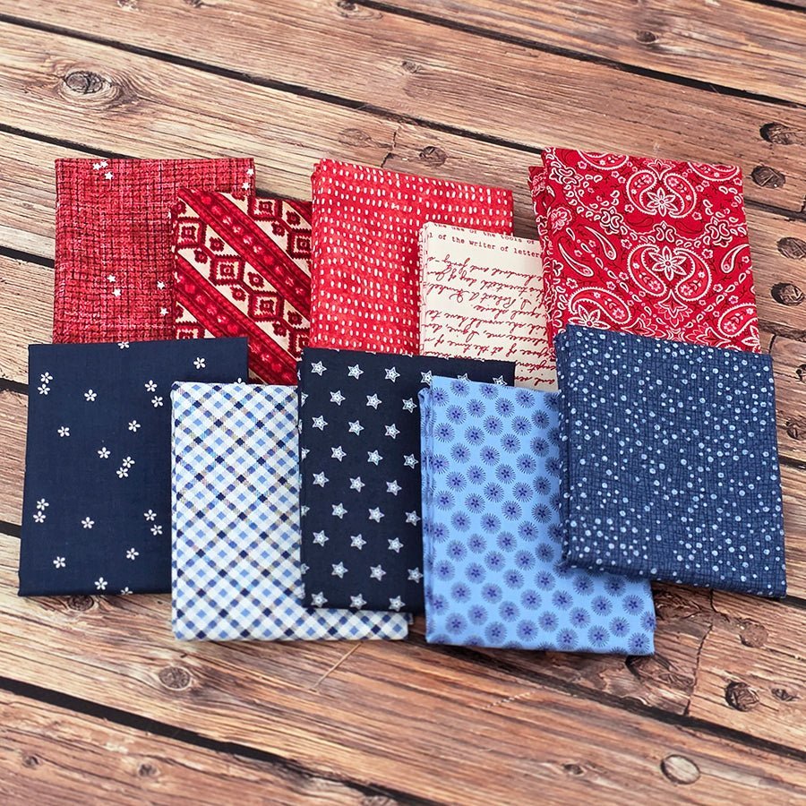 Honky Tonk Blues Red White & Blue Fat Quarter Bundle (10 FQs) – FWFS Exclusive by Fort Worth Fabric Studio