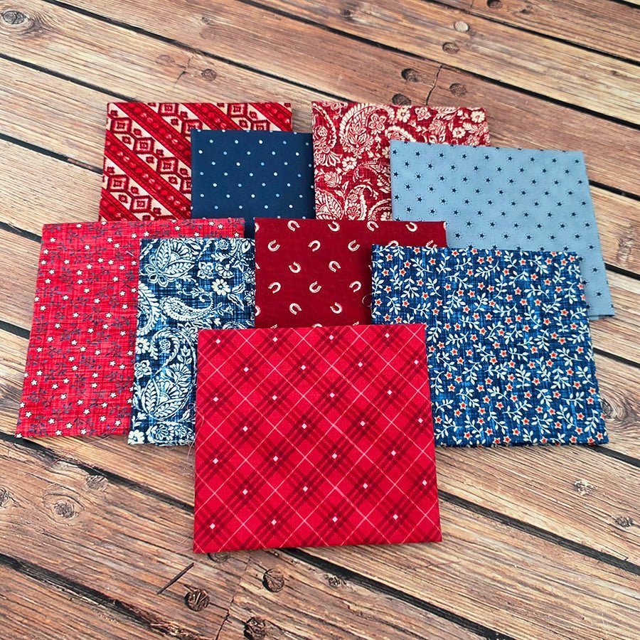 Honky Tonk Blues Red White & Blue Fat Quarter Bundle (9 FQs) – FWFS Exclusive by Fort Worth Fabric Studio
