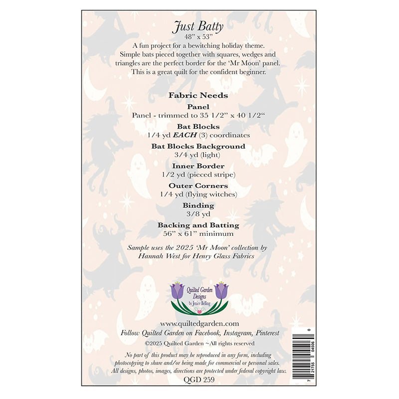 Just Batty Wall Hanging Quilt Pattern by Quilted Garden Designs