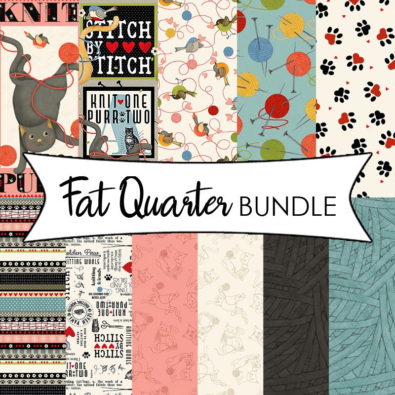 Knit 1, Purr 2 Fat Quarter + Panel Bundle - Studio E from Fort Worth Fabric Studio