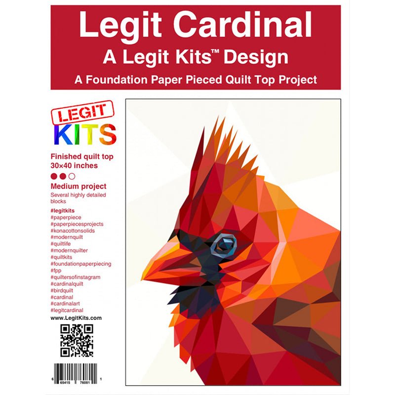 Legit Cardinal Foundation Paper Pieced Quilt Pattern by Legit Kits Design - Legit Kits Design from Fort Worth Fabric Studio