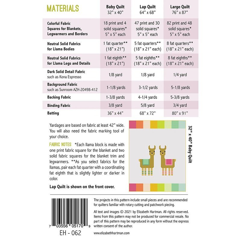 Little Llamas Quilt Pattern by Elizabeth Hartman by Elizabeth Hartman
