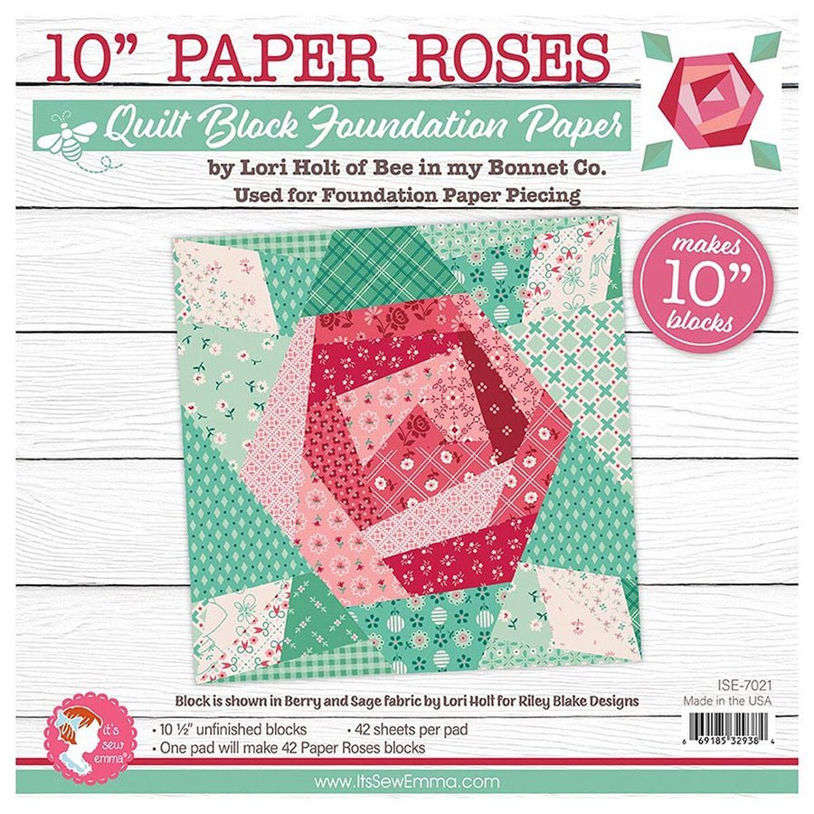 Lori Holt 10" Paper Roses Quilt Block Foundation Paper by Riley Blake by Riley Blake