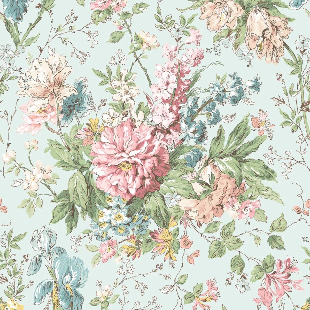 Maywood Terrace Blooms Focal Floral Blue 1 Yard Cut by Maywood Studio