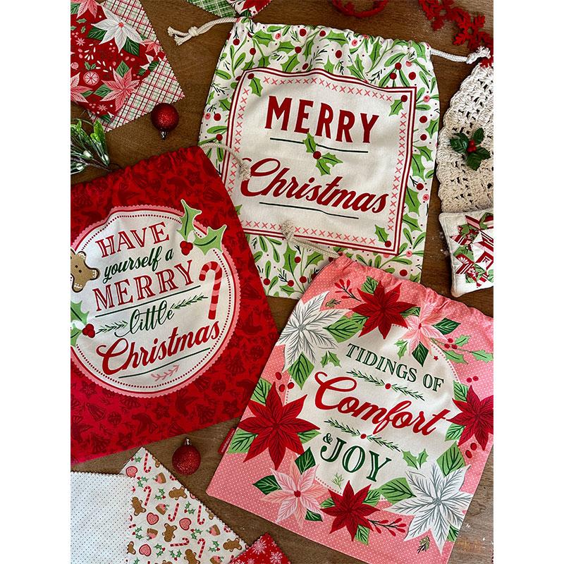 Merrily on High Set of 3 Drawstring Gift Bags by Sweetfire Road by Sweetfire Road