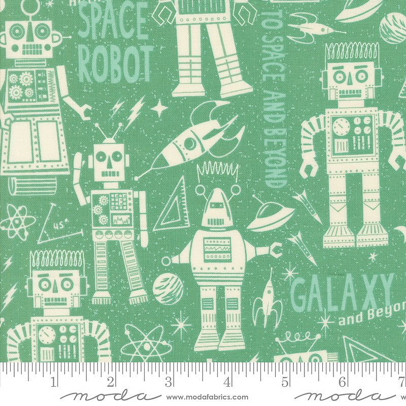 Moda 321 Blast Off Space Robots Neptune 1 Yard Cut by Moda