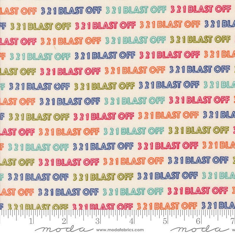 Moda 321 Blast Off Text & Words Spacesuit 1 Yard Cut by Moda