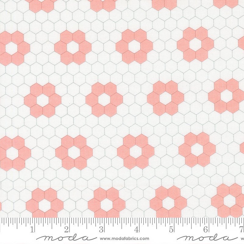 Moda A Cat Named Stitch Quilted Hexagons Cream Blush 1 Yard Cut by Moda