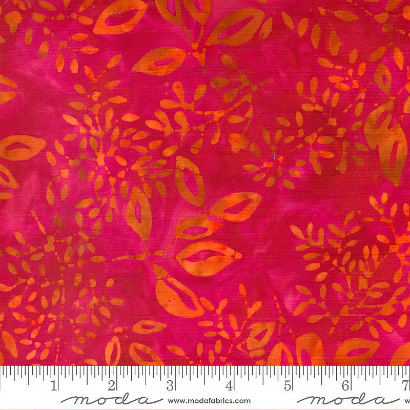 Moda Chroma Batiks Stems & Leaves Cherry 1 Yard Cut by Moda
