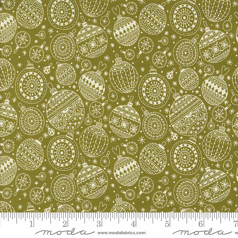 Moda Emmitt & Ivy Spruce Ornaments Pine 1 Yard Cut by Moda