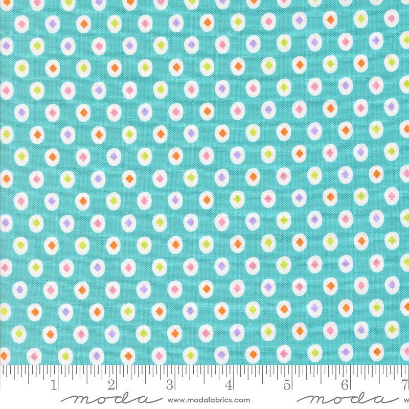 Moda Fab - Boo - Lous Diamond Dots Teal 1 Yard Cut by Moda