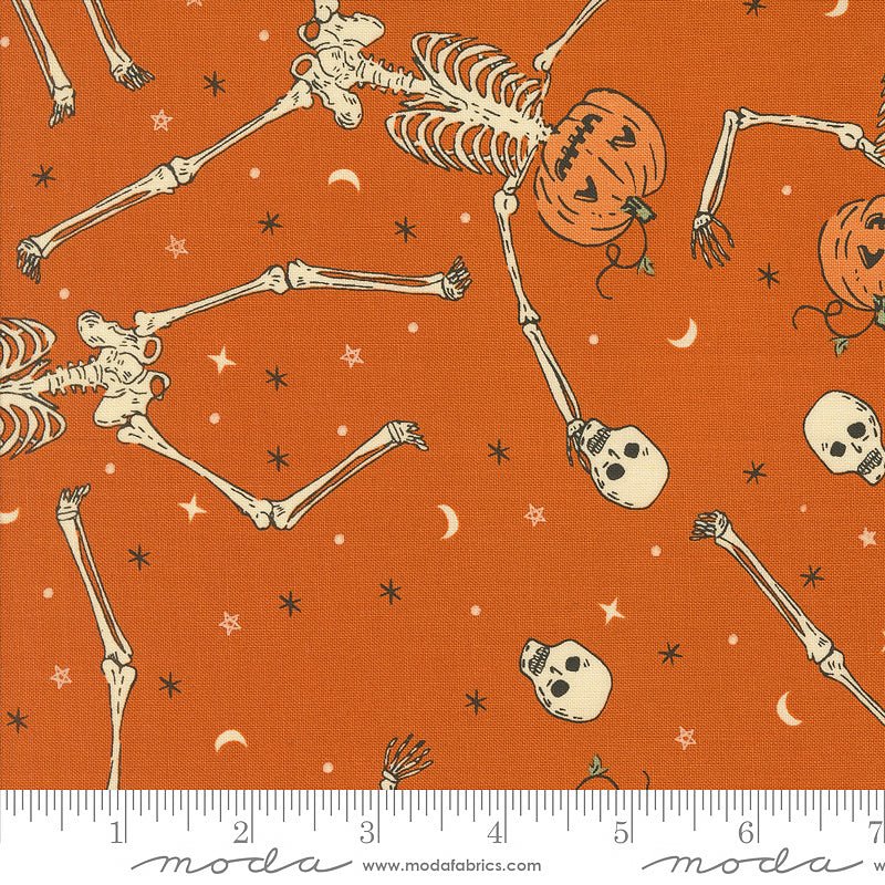 Moda Home Sweet Haunt Skeleton Pumpkins Rust 1 Yard Cut - Moda from Fort Worth Fabric Studio