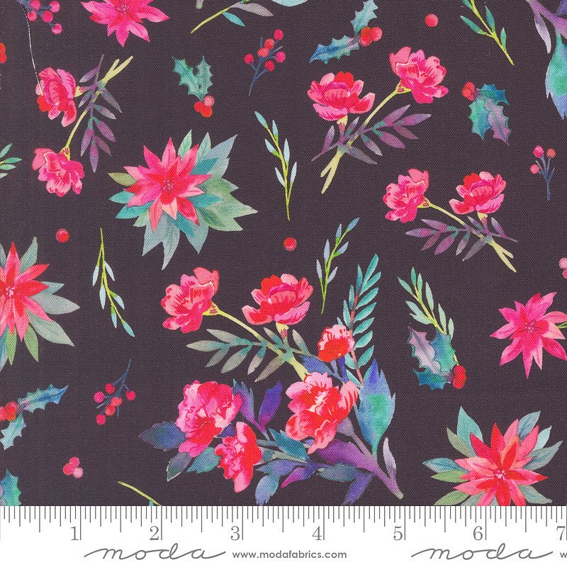 Moda Love & Cheer Bouquet Florals Coal 1 Yard Cut by Moda