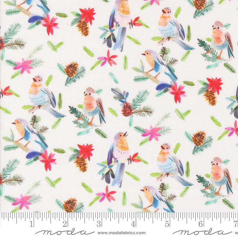 Moda Love & Cheer Robins & Pinecones Snowflake 1 Yard Cut by Moda