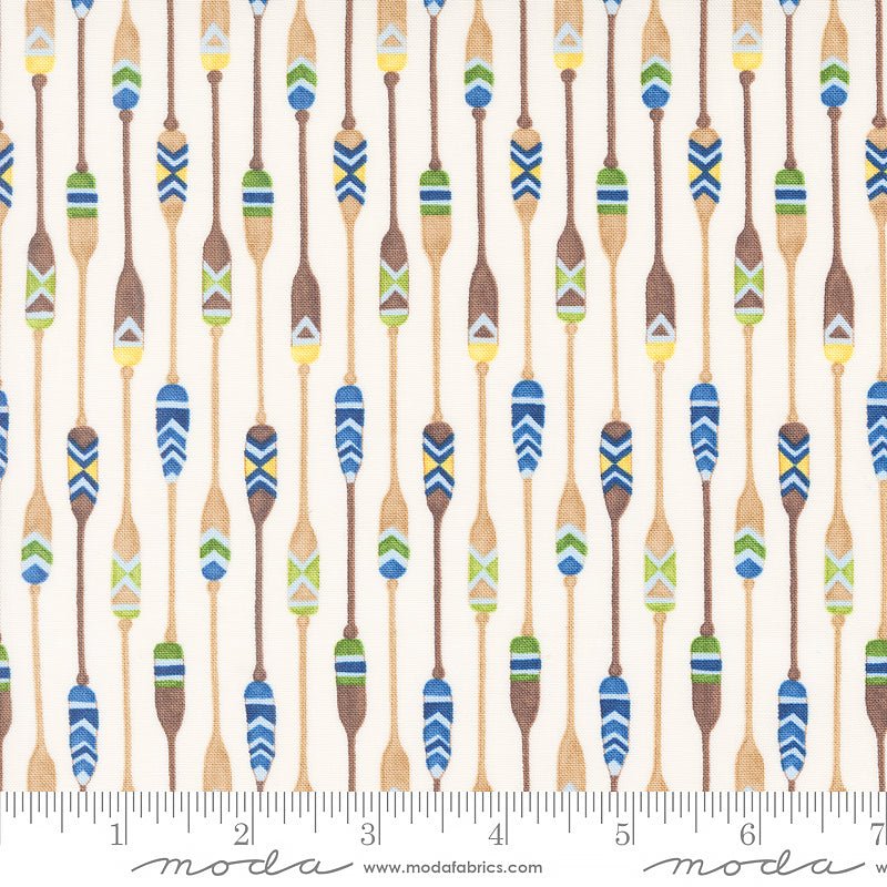 Moda On Lake Time Paddle Stripe Cloud White 1 Yard Cut by Moda