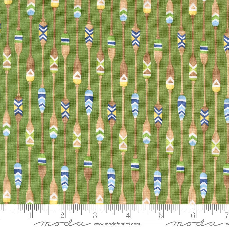 Moda On Lake Time Paddle Stripe Evergreen 1 Yard Cut by Moda