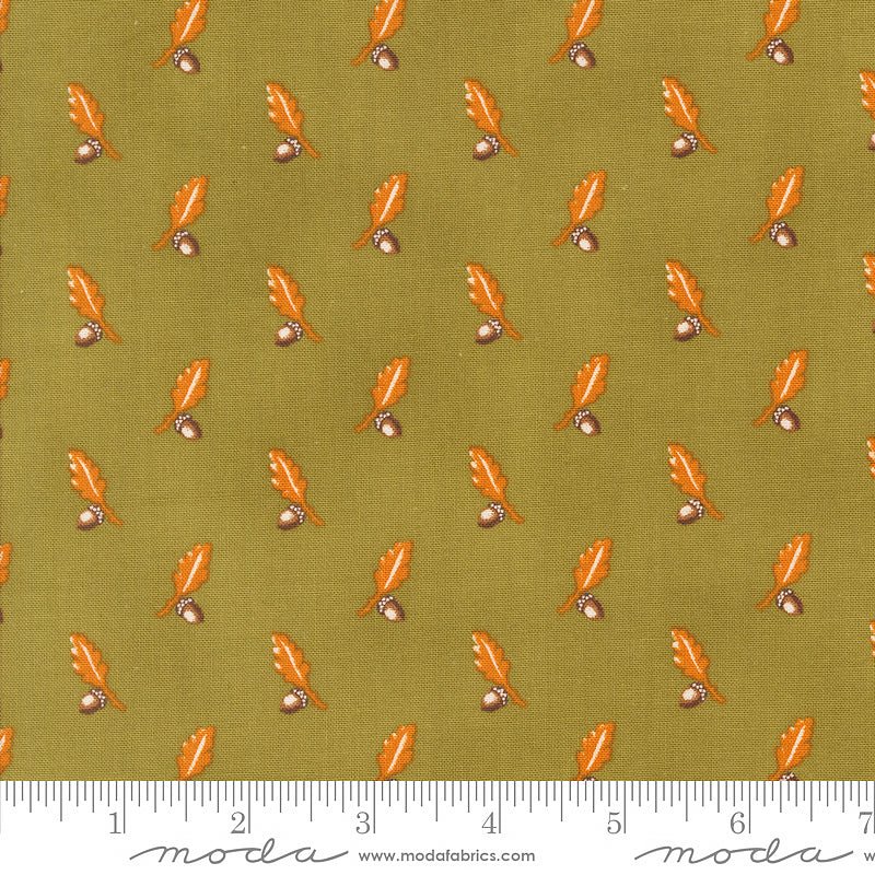 Moda Pumpkin Spice Gatherings Acorn & Oak Basil 1 Yard Cut by Moda