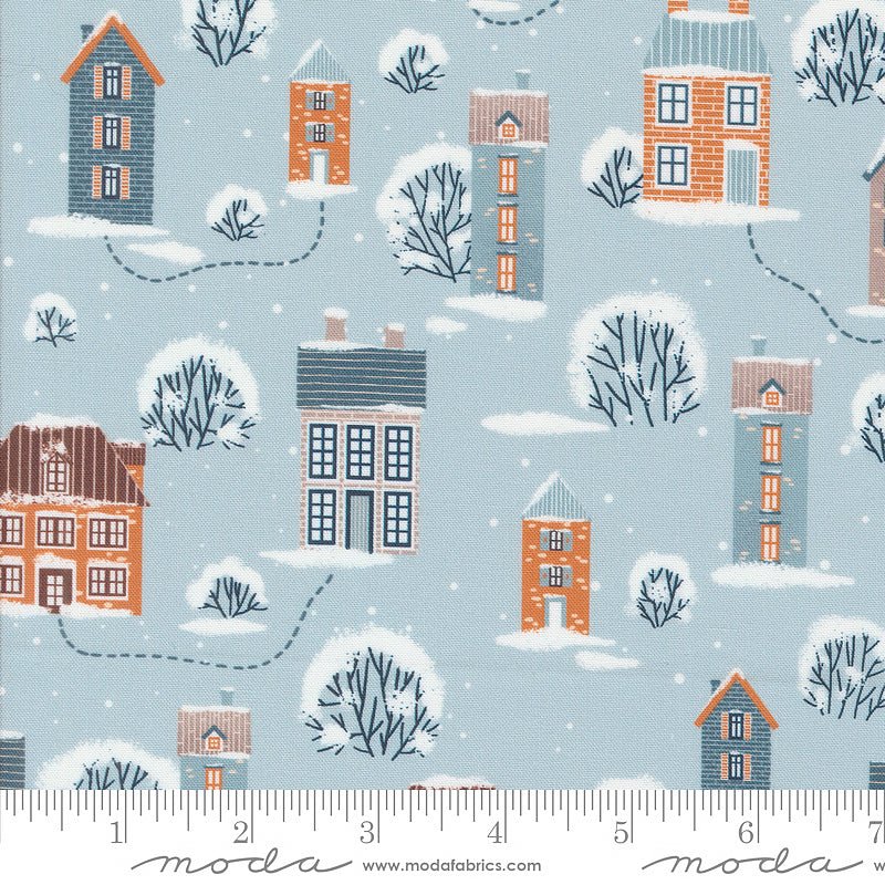Moda Purrfect Christmas Snowy Town Sky 1 Yard Cut by Moda