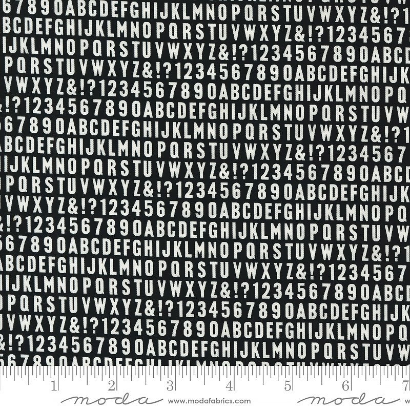 Moda Sable & Swan Alphabet and Numbers Ebony 1 Yard Cut by Moda