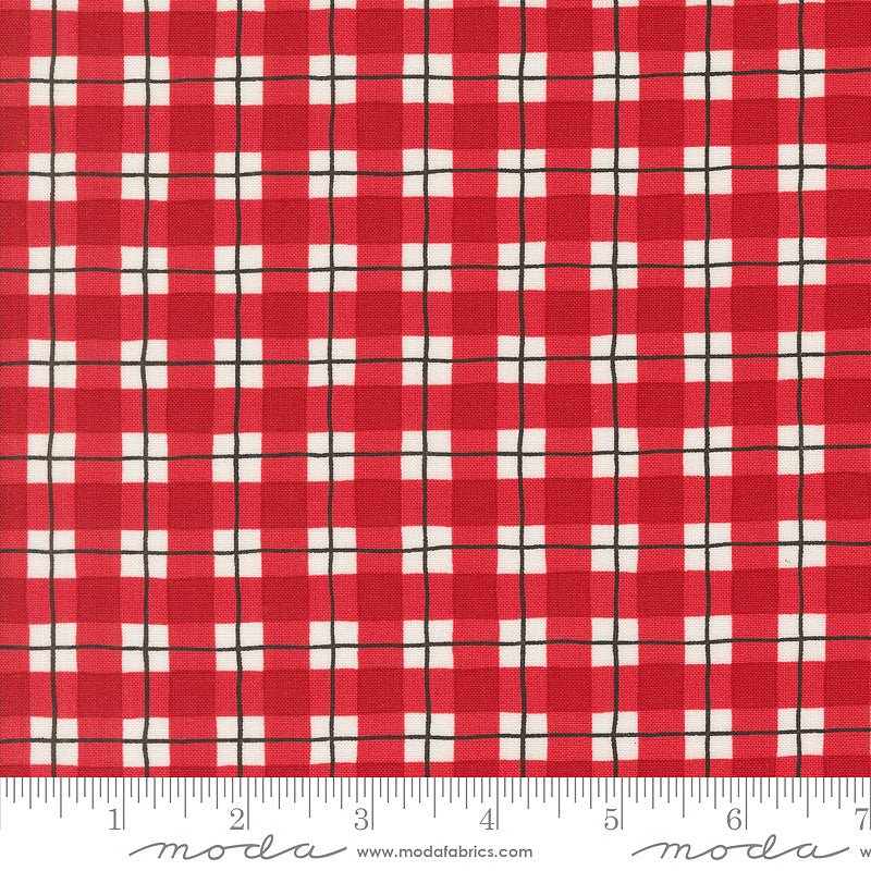 Moda Winter Friends Checks & Plaids Berry Red 1 Yard Cut by Moda