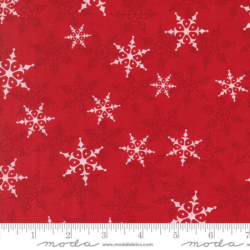 Moda Winter Friends Falling Snow Berry Red 1 Yard Cut by Moda