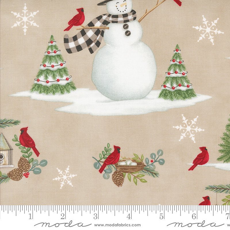 Moda Winter Friends Snowman & Cardinals Fog 1 Yard Cut by Moda